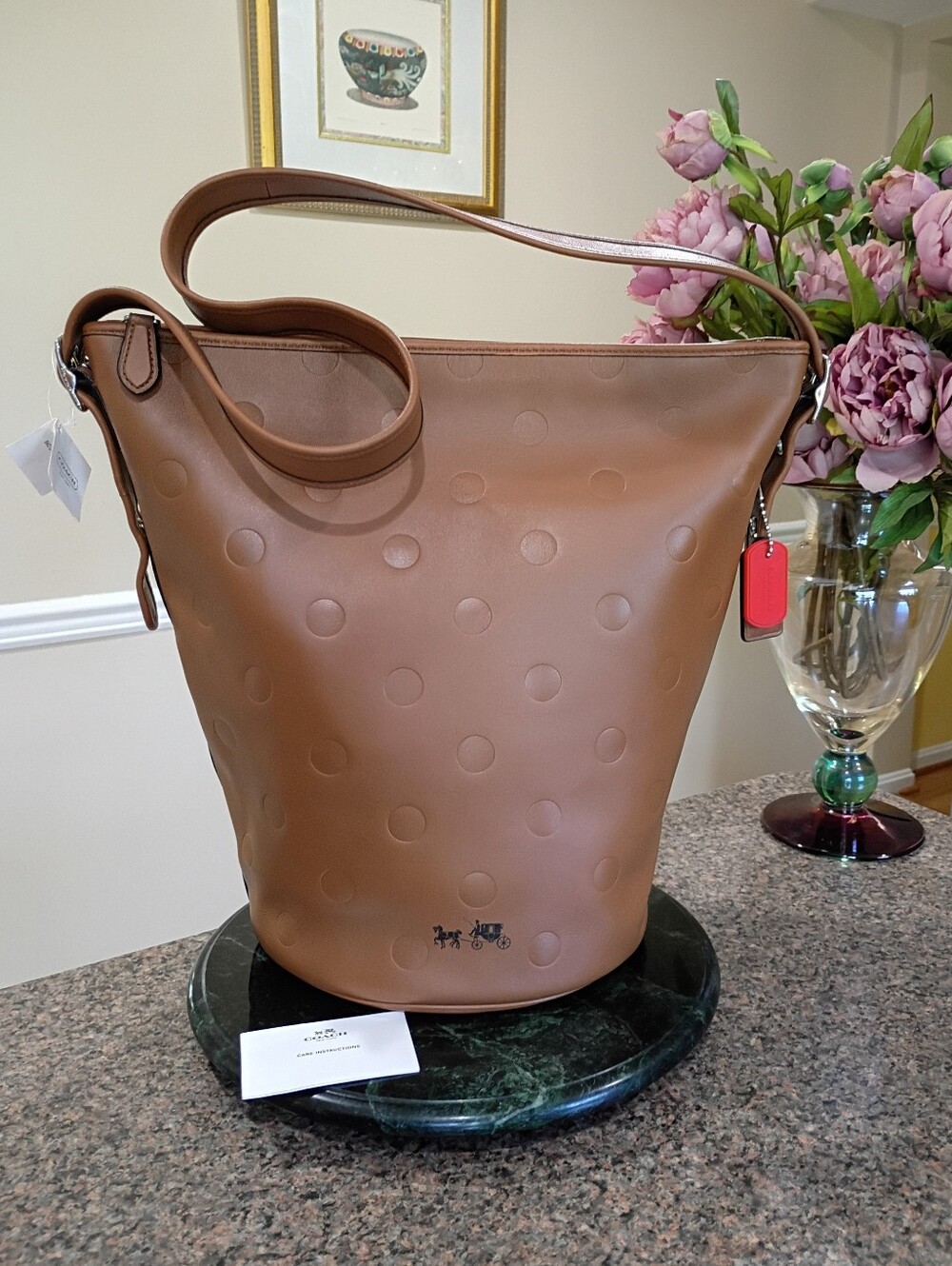 NWT Coach Limited Edition Saddle Dot Leather Duffle Bucket - Picture 5 of 16